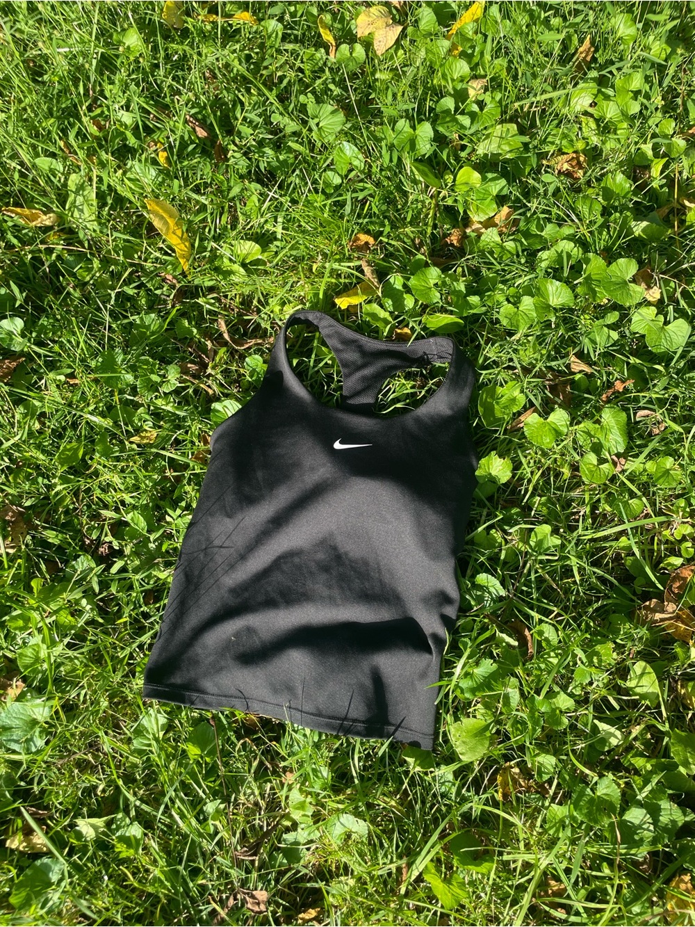 Nike Black Racerback Crop Tank with White Swoosh